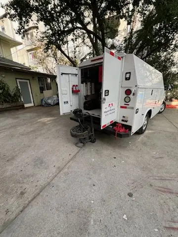 Magnet Plumbing service vehicle on-site for Slab Leak Repair in California